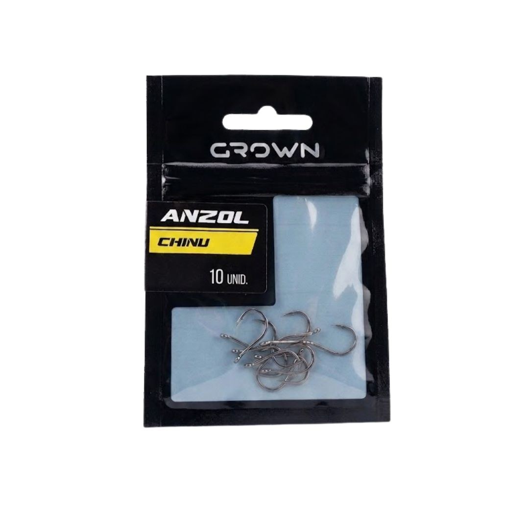 Anzol Crown Chinu Black com 10 unidades - Alta resistência e precisão para pesca — Ideal para Tucunaré e Traíra | Original com Garantia
